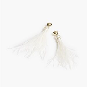 J Crew Elegant White Feather Earrings